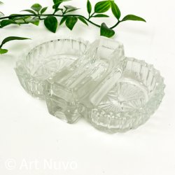 Vintage glas salt- og peberkar med tandstikholder