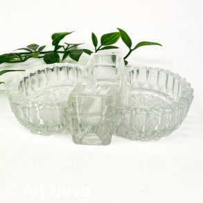 Vintage glas salt- og peberkar med tandstikholder