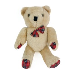 Vintage bamse med ternet sl�jfe 