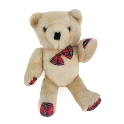 Vintage bamse med ternet sl�jfe 