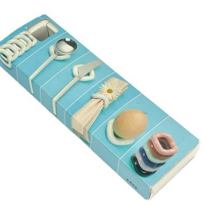 Sechs weie Vintage Serviettenringe