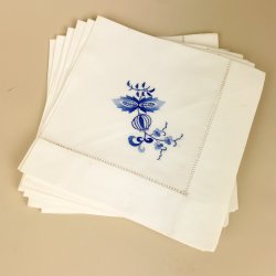 Seks vintage mundservietter broderede