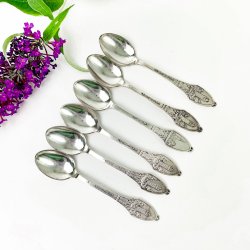 Sechs Retro-Teelffel aus Silberauflage