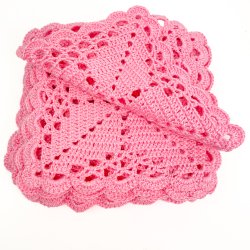 Zwlf rosa blaue gehkelte Zwischenlegservietten