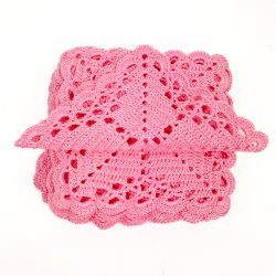 Zwlf rosa blaue gehkelte Zwischenlegservietten