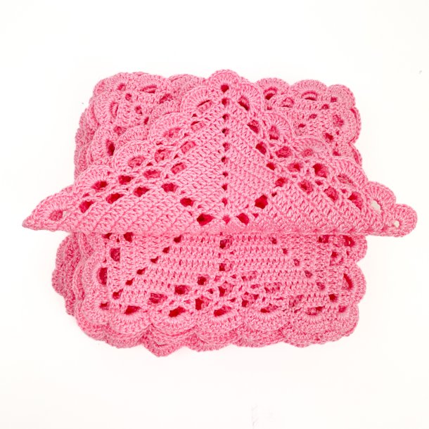 Zwlf rosa blaue gehkelte Zwischenlegservietten