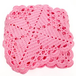 Zwlf rosa blaue gehkelte Zwischenlegservietten