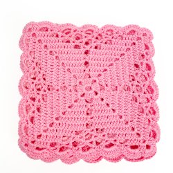 Zwlf rosa blaue gehkelte Zwischenlegservietten