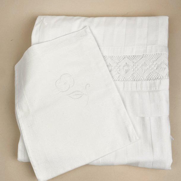 Vintage damasksenget�j med mellemv�rk