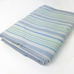 Vintage sengetj med bl og grnne striber