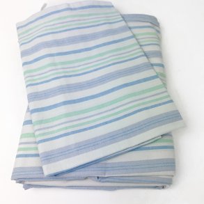 Vintage sengetj med bl og grnne striber