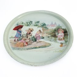 Vintage serveringsbakke med brn