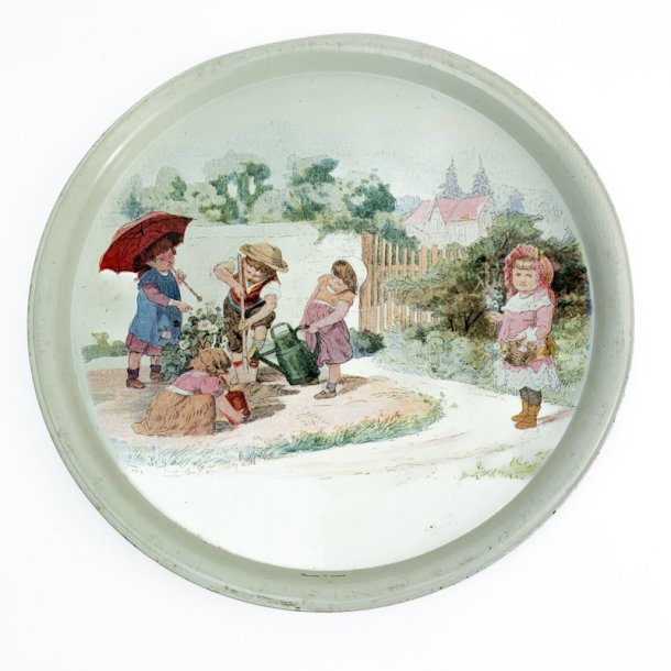 Vintage serveringsbakke med brn