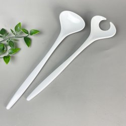 Hvidt rosti retro salatbestik