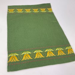 Grner Retro-Tischlufer mit gelbem Muster