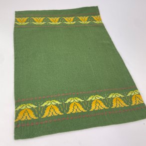 Grner Retro-Tischlufer mit gelbem Muster