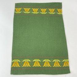 Grner Retro-Tischlufer mit gelbem Muster