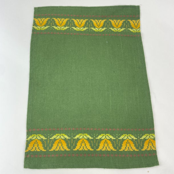 Grner Retro-Tischlufer mit gelbem Muster