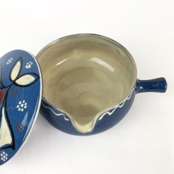 Abedn�s bl� vintage sildekrukke