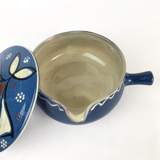 Abedn�s bl� vintage sildekrukke