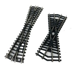 To N-skala modeltog-skinner  kryds og sporskifte