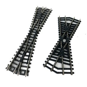 To N-skala modeltog-skinner  kryds og sporskifte