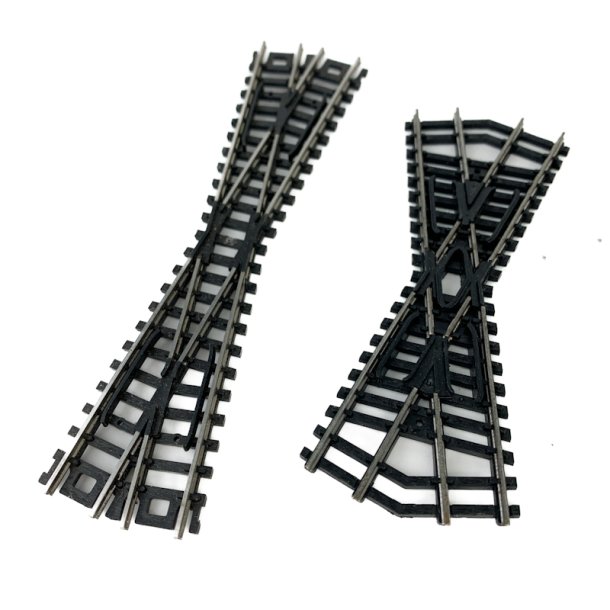 To N-skala modeltog-skinner  kryds og sporskifte