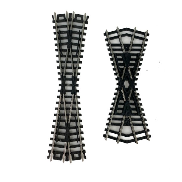 To N-skala modeltog-skinner  kryds og sporskifte