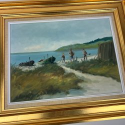 Maritimt maleri olie p� l�rred � Knud B�strup