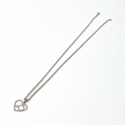 Kraftig vintage s�lvk�de med hjertevedh�ng