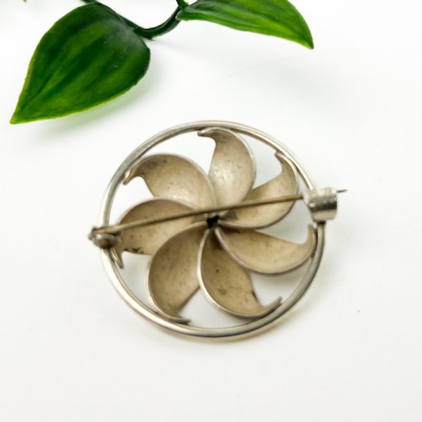 S�lv vintage blomsterbroche 830S