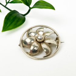 S�lv vintage blomsterbroche 830S