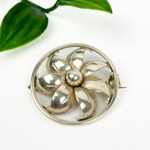 S�lv vintage blomsterbroche 830S