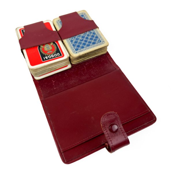 R�dt vintage bridgeetui med kort
