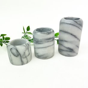 Vintage graue Marmor-Kerzenhalter  drei Stck