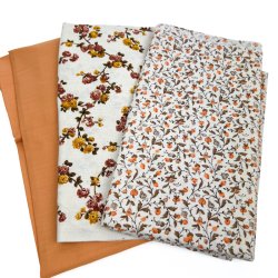Tre retro stofstykker med blomster