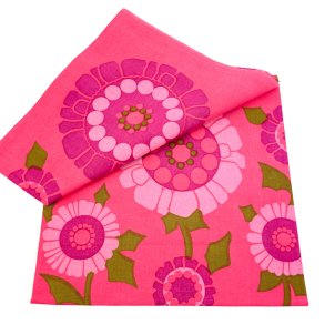 Pink retro dug med blomster - 90�90 cm