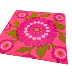 Pink retro dug med blomster - 90�90 cm