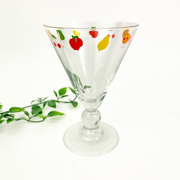 Stort vintage cocktailglas med frugtmnster