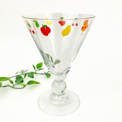 Groes Vintage Cocktailglas mit Frchtemuster