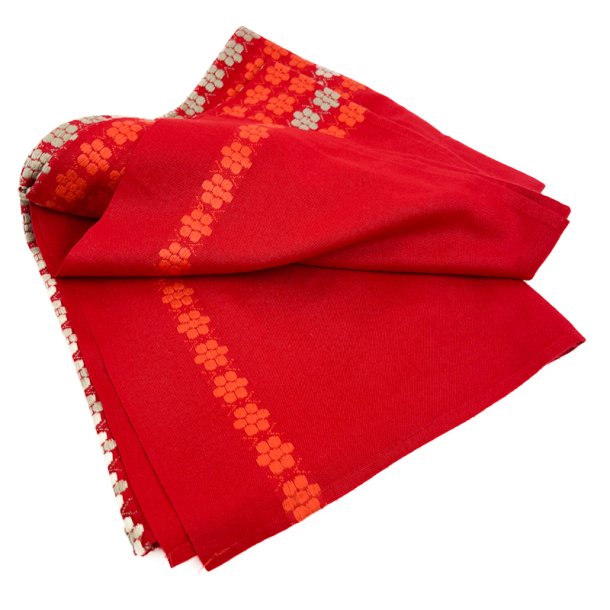 R�d retro dug med v�vet m�nster � 300 cm