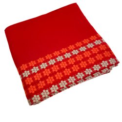 R�d retro dug med v�vet m�nster � 300 cm