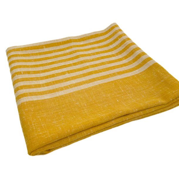 Gul retro dug med striber � 160 cm