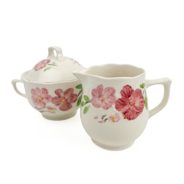 Blomstret vintage fl�de- og sukkers�t
