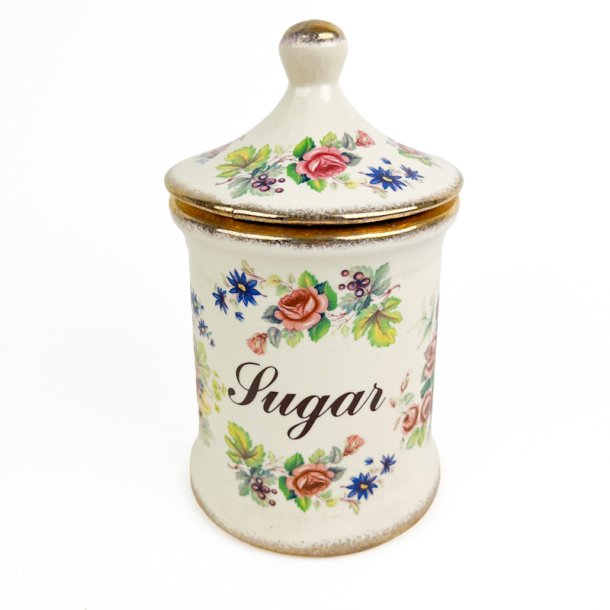 Blomstret engelsk fajance Sugar krukke