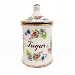 Blomstret engelsk fajance Sugar krukke