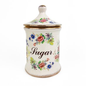 Blomstret engelsk fajance Sugar krukke