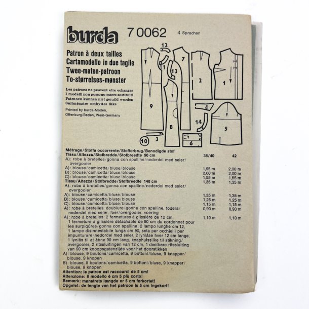 Vintage sym�nster kjole bluse - Str 38/40 + 42