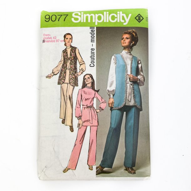 Vintage sym�nster vest tunika bukser - Str 42