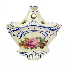 Vintage Fayence Blumenhalter mit Deckel